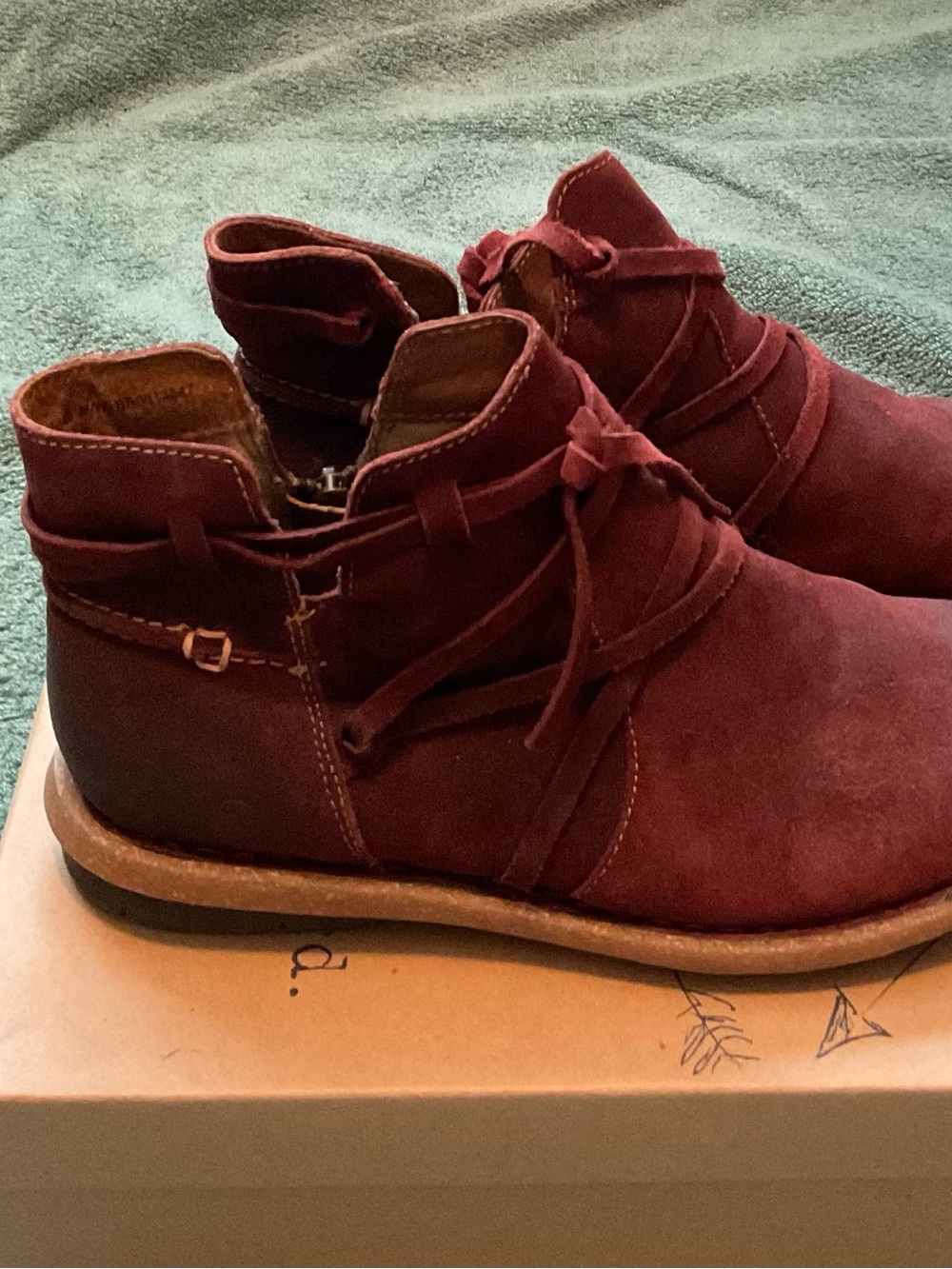 Born Women's Lace-Up Suede Ankle Boots in Burgundy - Picture 2 of 4